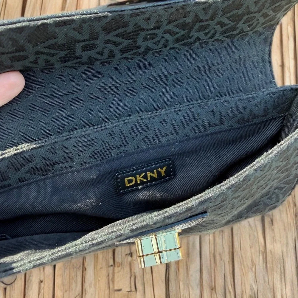DKNY Y2K Black Monogram Signature Crossbody Bag Minimalist Old Money Chic